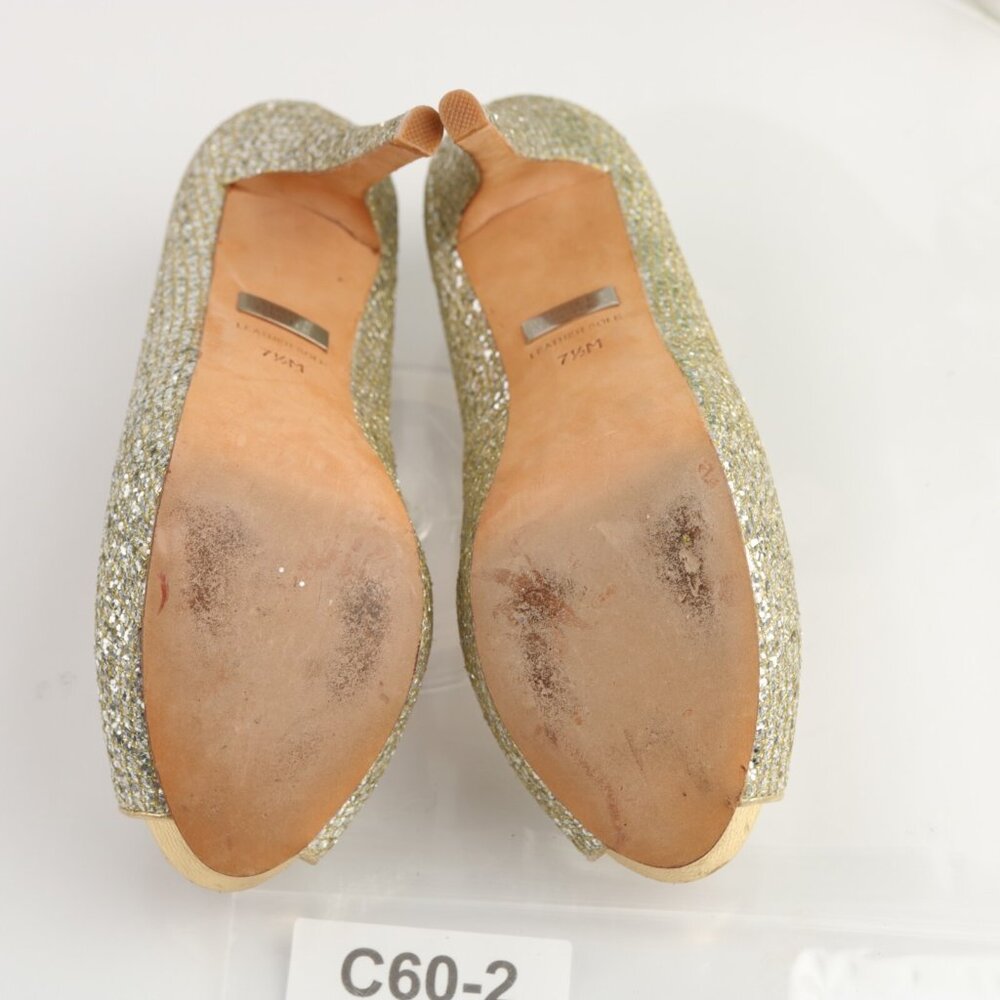 Badgley Mischka Women Humbie Pump Size 7.5 Gold Glitter Platfrom Heel Dress Shoe - Picture 11 of 12